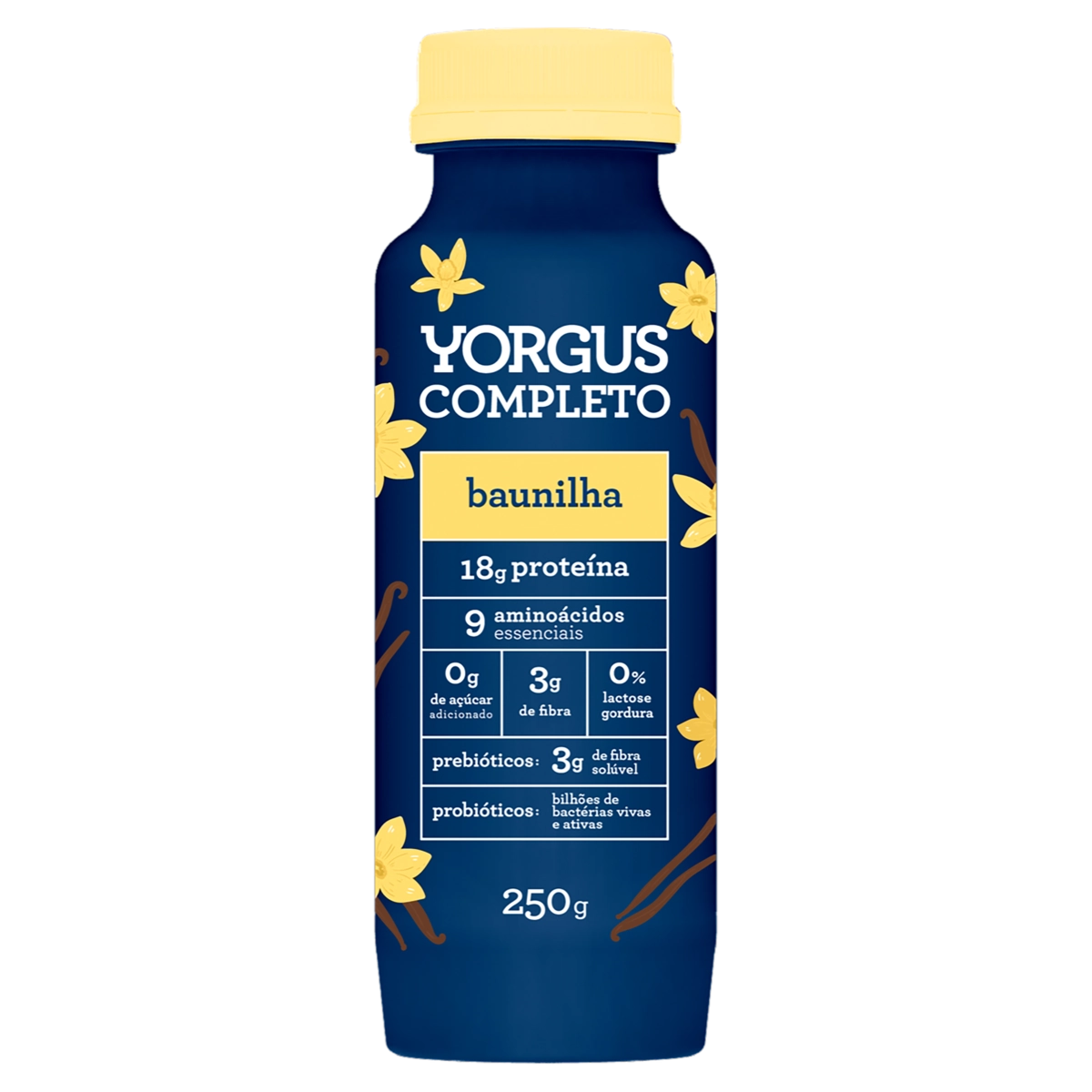 Iogurte Desnatado Baunilha Zero Lactose Yorgus Completo Frasco 250g