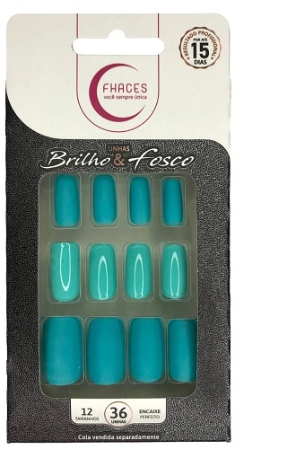 Unhas Fhaces Brilho E Fosco C/36 Azul Piscina