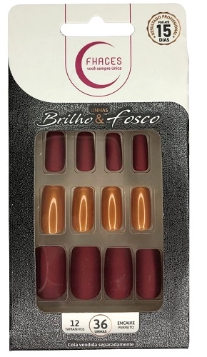 Unhas Fhaces Brilho E Fosco C/36 Vinho Dourado