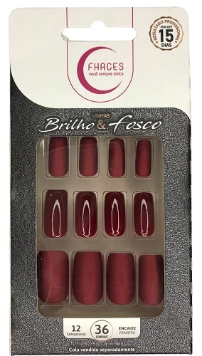 Unhas Fhaces Brilho E Fosco C/36 Vinho