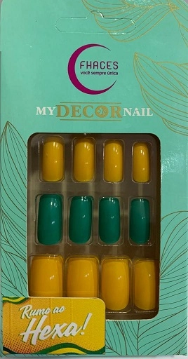 Unhas Fhaces Copa 2022 C/36 Verde/amarelo Lisa