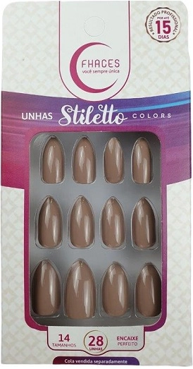 Unhas Fhaces Stiletto Colors C/28 Aconchegante