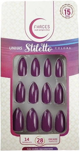 Unhas Fhaces Stiletto Colors C/28 Samba No Pe