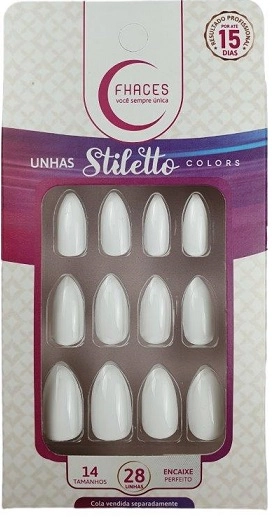 Unhas Fhaces Stiletto Colors C/28 Branca De Neve