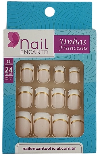Unhas Fhaces Nail Encanto Francesa Dupla C/24 Dourada