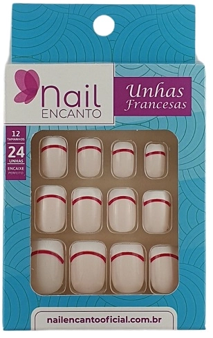 Unhas Fhaces Nail Encanto Francesa Dupla C/24 Vermelha