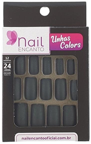 Unhas Fhaces Nail Encanto Colors Longa C/24 Preta Fosca