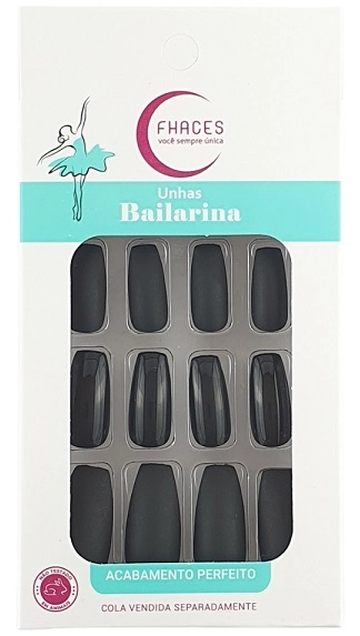 Unhas Fhaces Bailarina C/56 All Black Brilho E Fosco