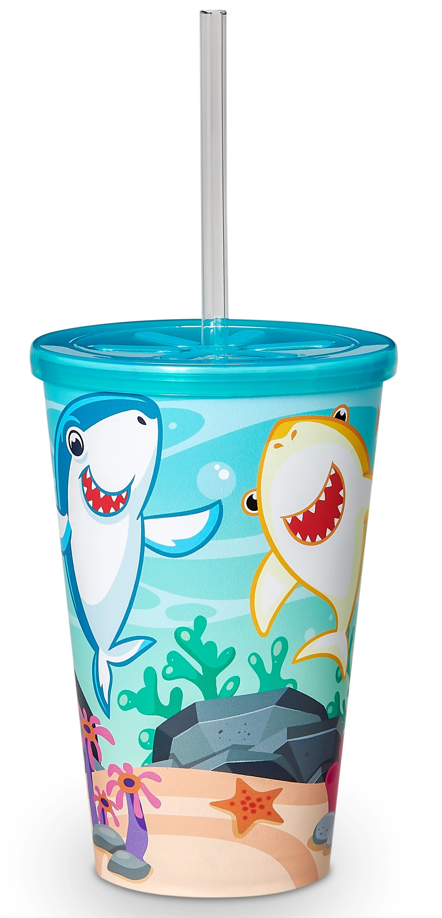 Copo 550ml C/tampa E Canudo Oceano Usual