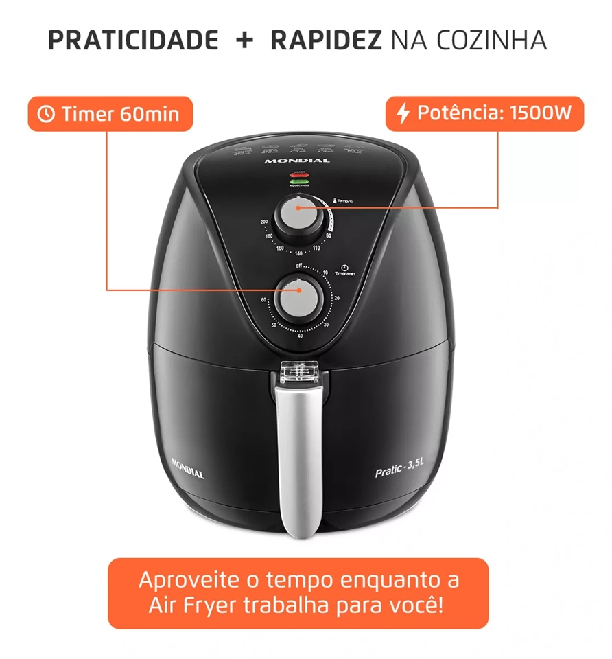 Fritadeira New Pratic 3,5l Mondial Af31 Preto 110v
