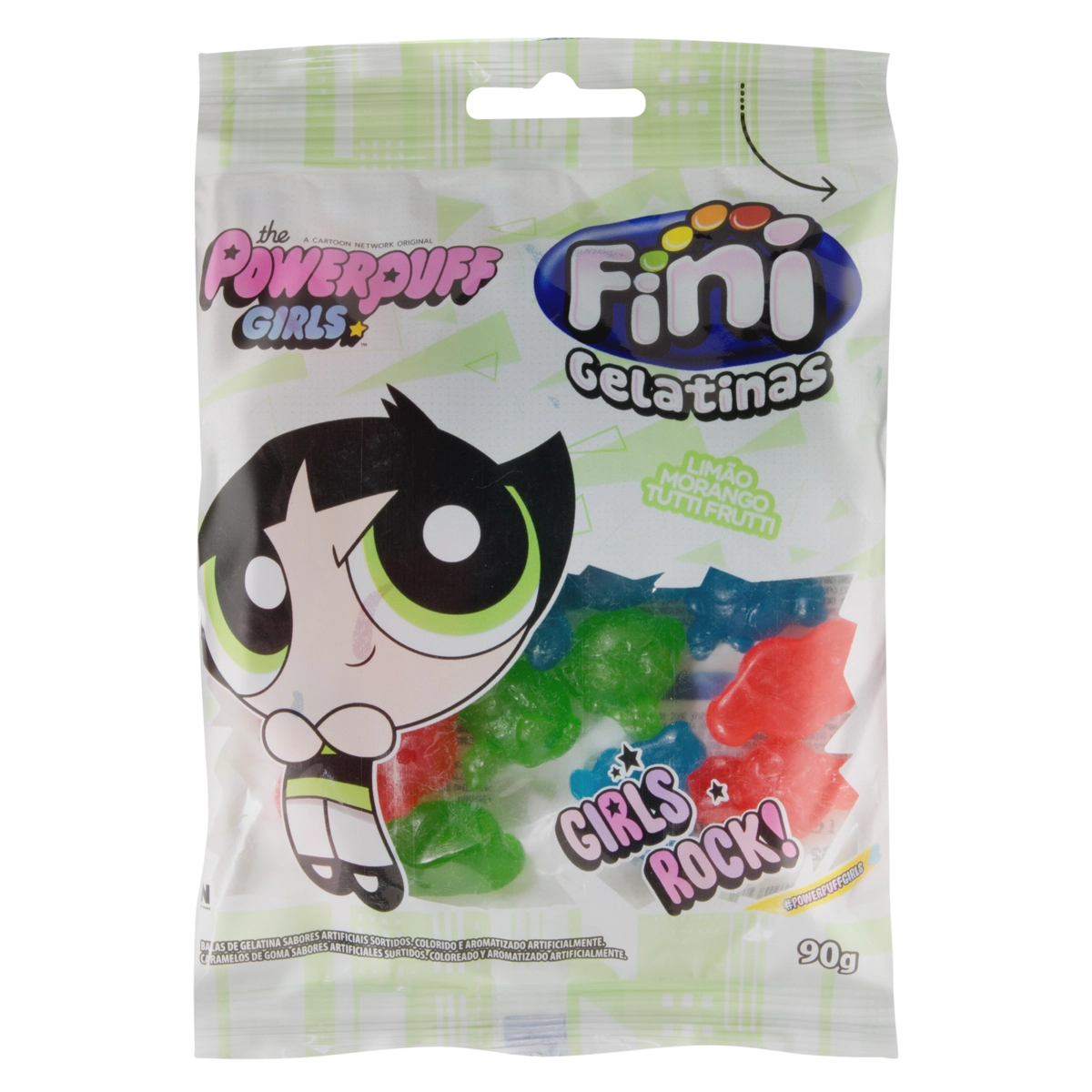 Bala De Gelatina Limão, Morango Ou Tutti Frutti Fini The Powerpuff Girls Pacote 90g