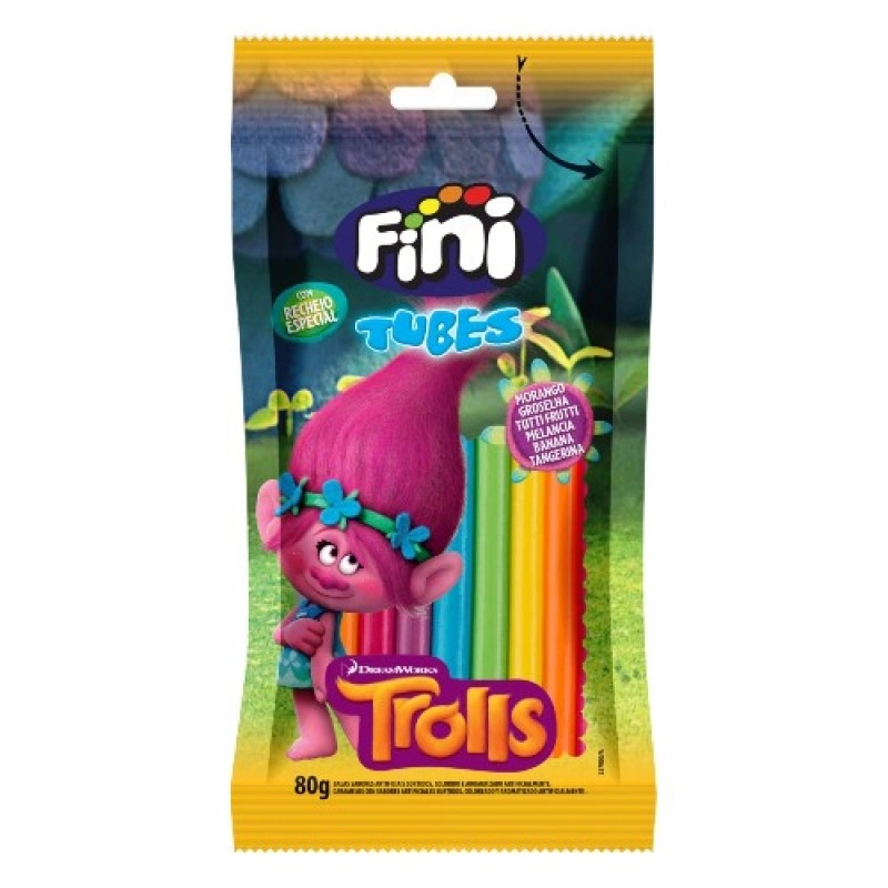 Bala De Gelatina Tubes Trolls 80g Fini