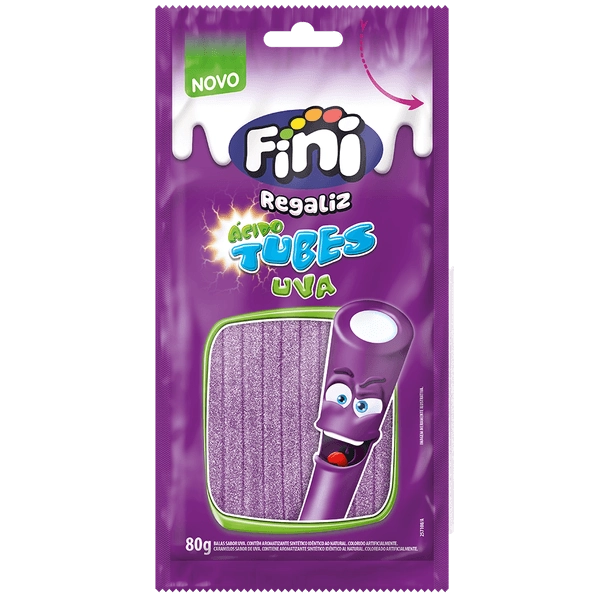 Bala De Gel Fini Tubes Uva Citrico 80g