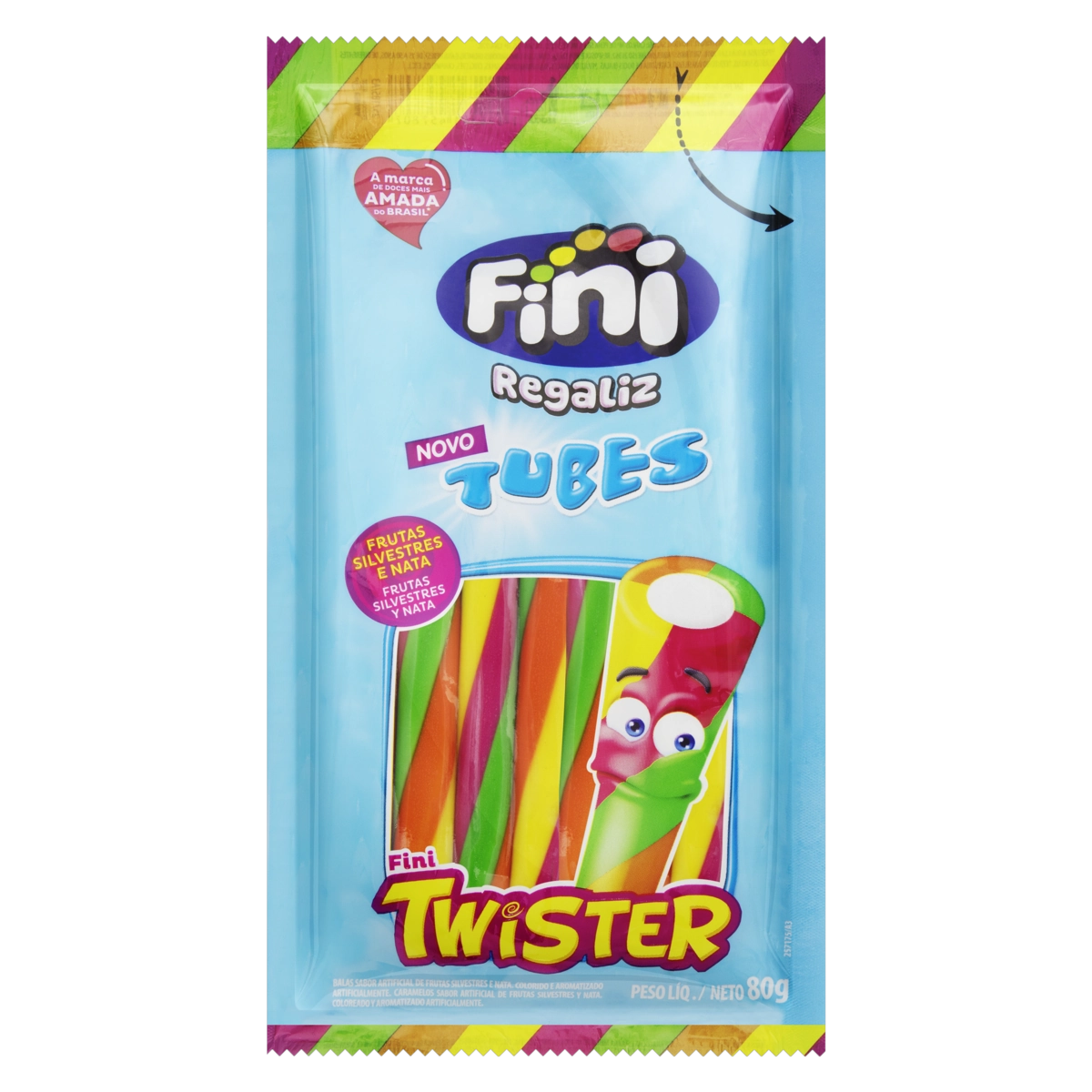 Bala Gelatina Fini Tubes Twister 80gr