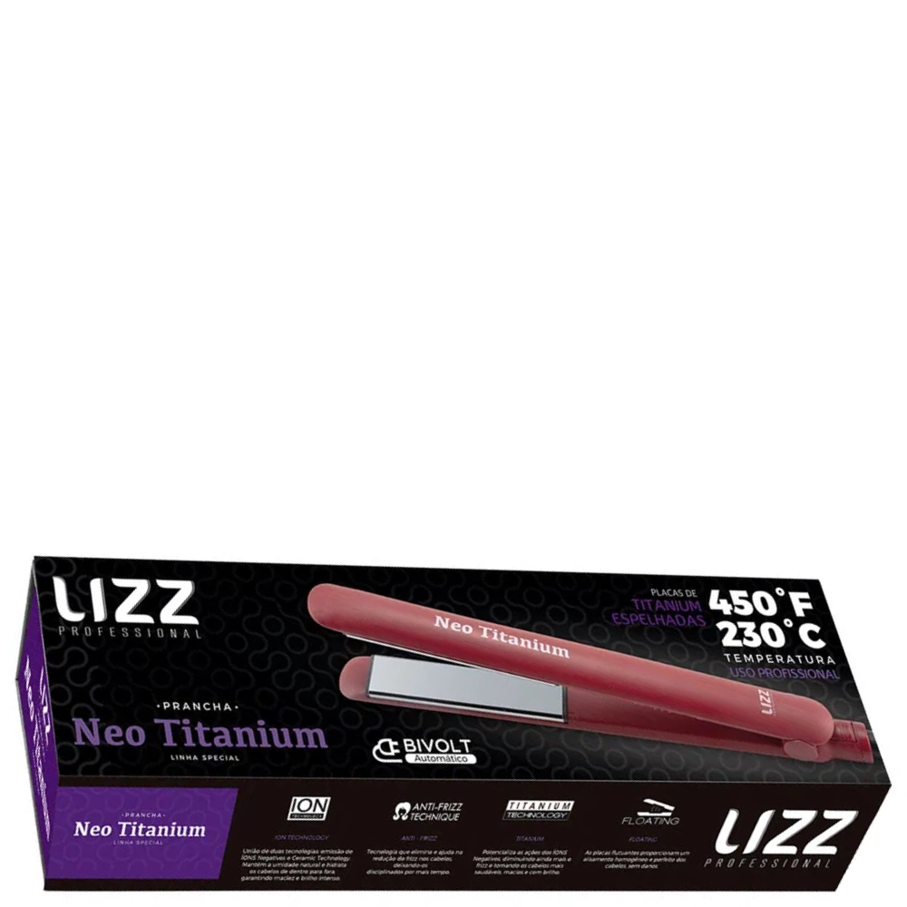 Prancha/chapa Lizz Neo Titanium Vermelha Bivolt 1un