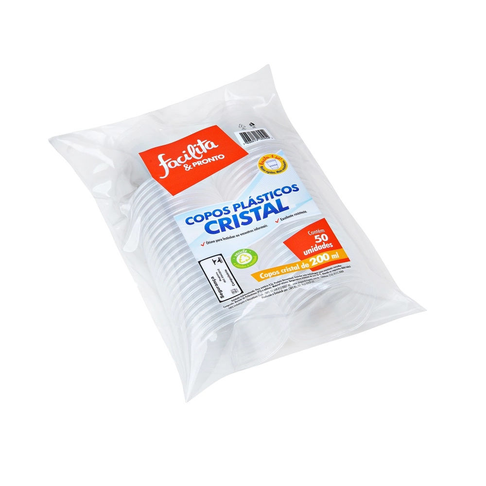Copo Plastico Facilita Pronto Cristal 200ml