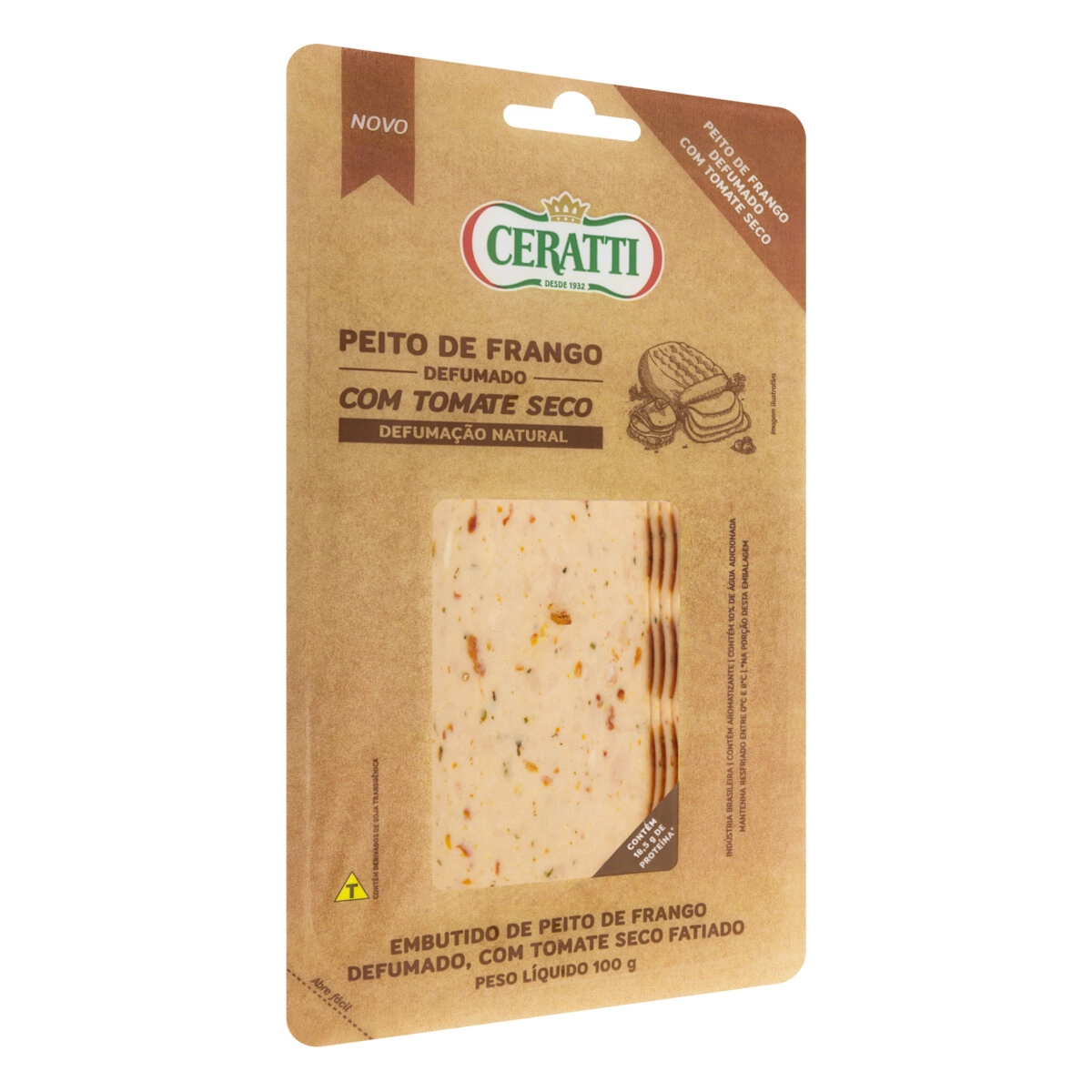 Peito De Frango Defumado Fatiado Com Tomate Seco Ceratti 100g