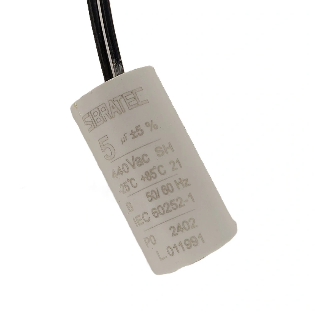 Capacitor Permanente 5uf 440/450vca Saída Fios Caneca Plástica 5 Peças