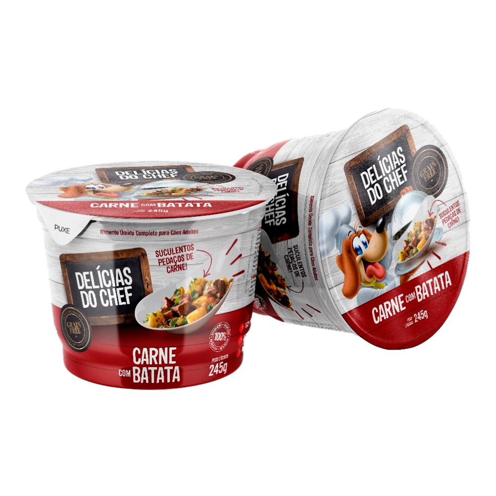 Petisco Snack Delicias Do Chef Carne Com Batata Para Cães 245g