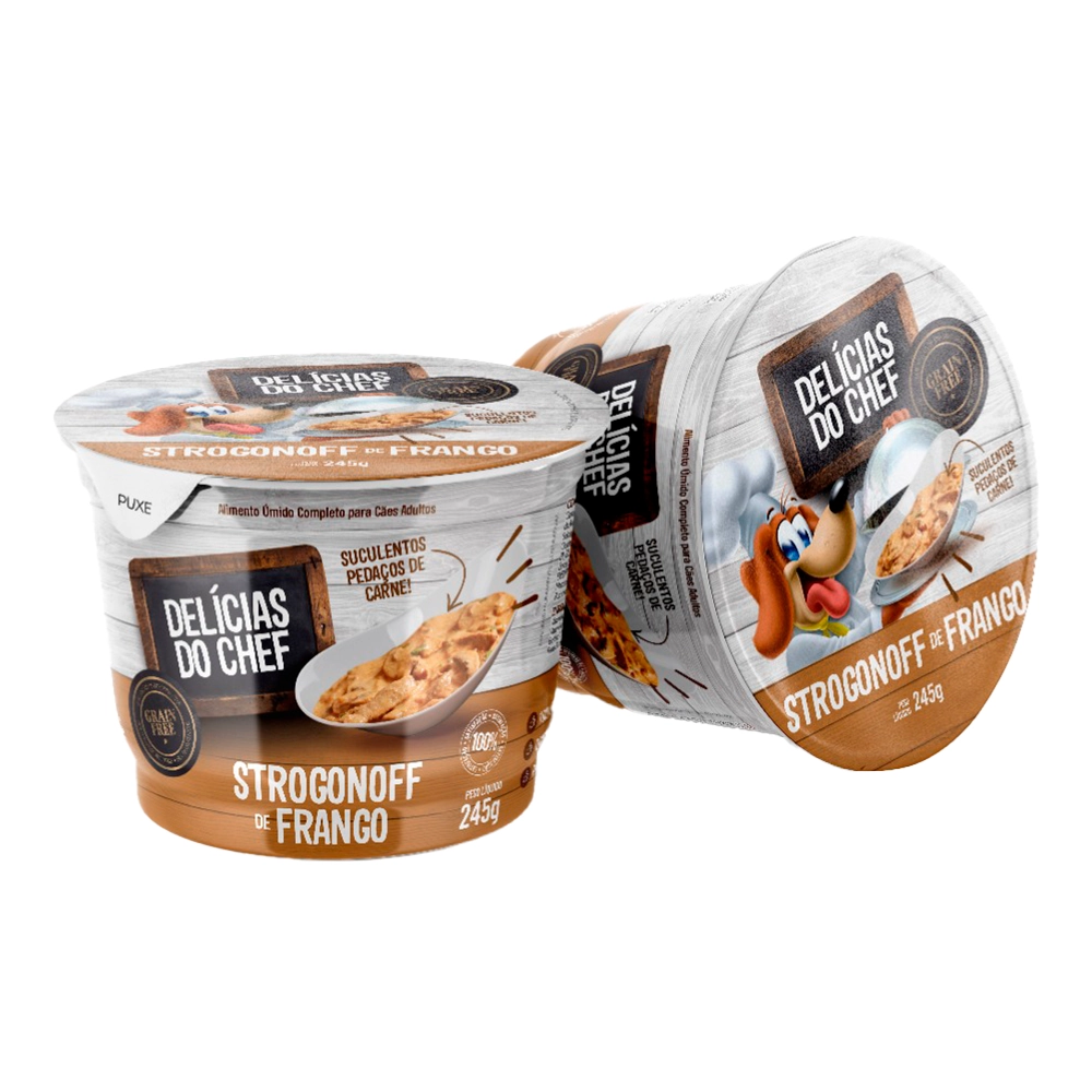 Petisco Snack Delicias Do Chef Strogonoff De Frango Para Cães 245g