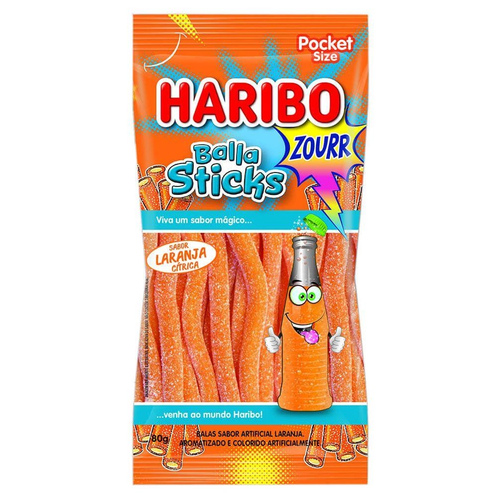 Bala De Gelatina Haribo Sticks Laranja Citr 80gr