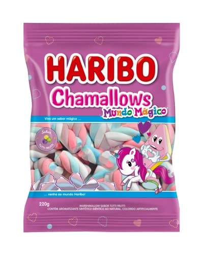 Marshmallow Tutti Frutti Mundo Mágico Haribo Chamallows Pacote 220g