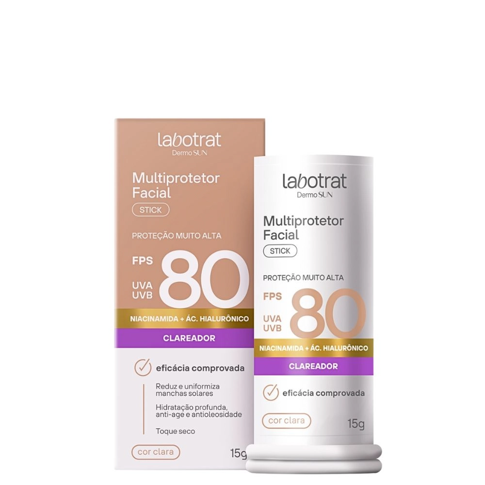 Protetor Solar Stick Facial Labotrat Fps80 Dermo Sun Bege Claro 15g