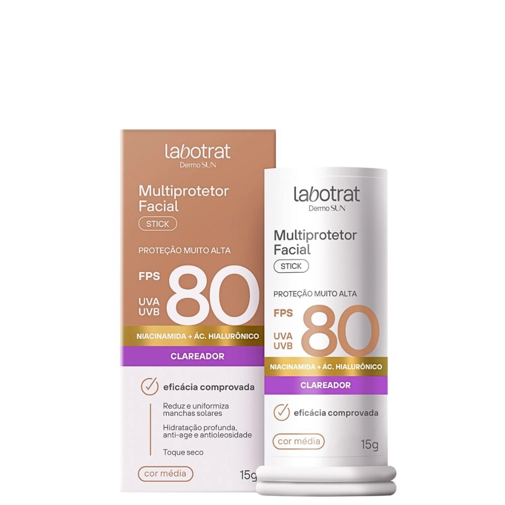 Protetor Solar Stick Facial Labotrat Fps80 Dermo Sun Bege Medio 15g