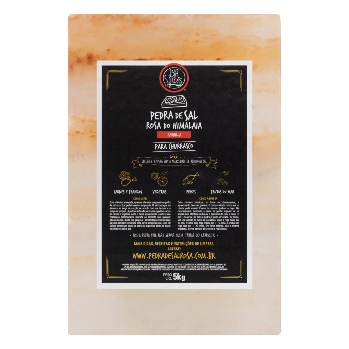 Pedra De Sal Rosa Do Himalaia Para Churrasco Parrilla Br Spices 5kg
