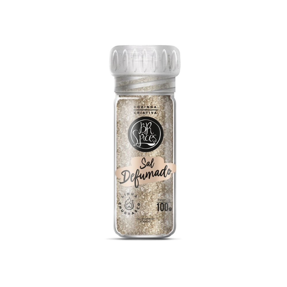 Sal Marinho Defumado Com Moedor Br Spices Churrasco Vidro 100g