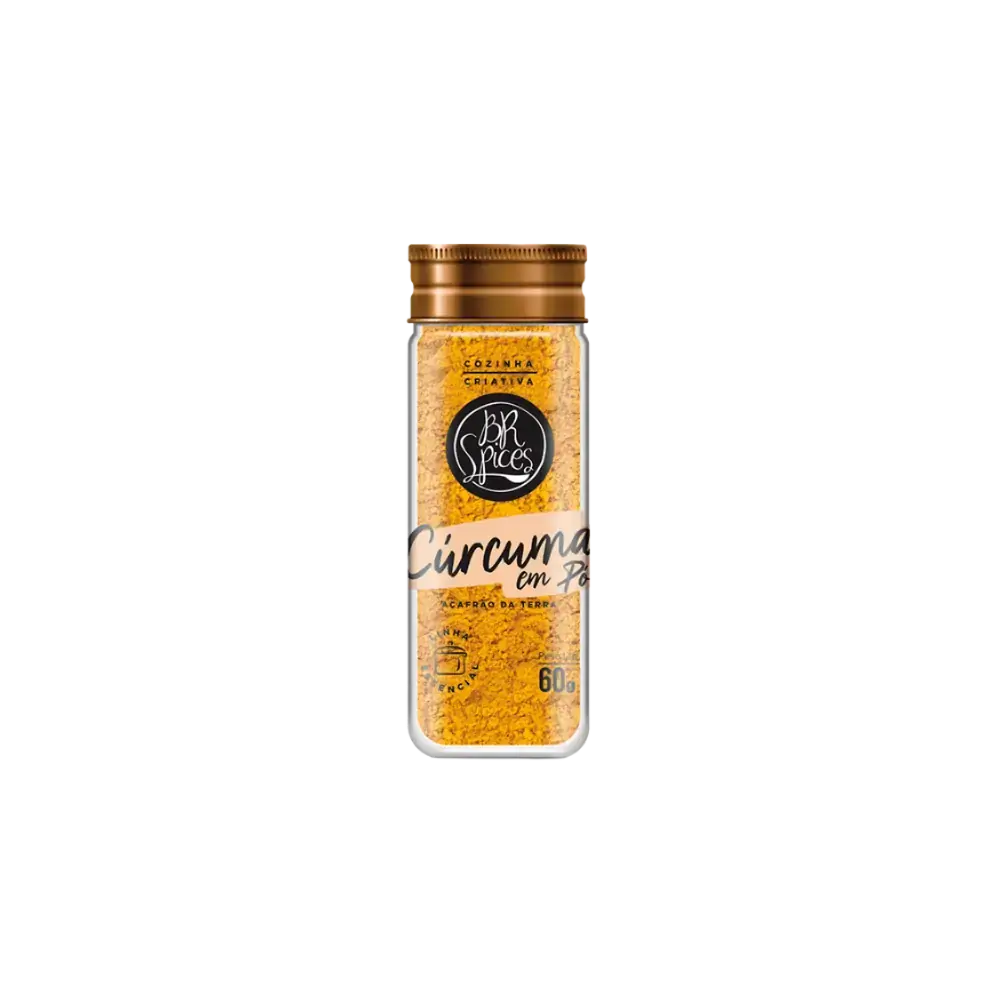 Cúrcuma Pó Com Tampa Dosadora Br Spices Essencial Vidro 60g