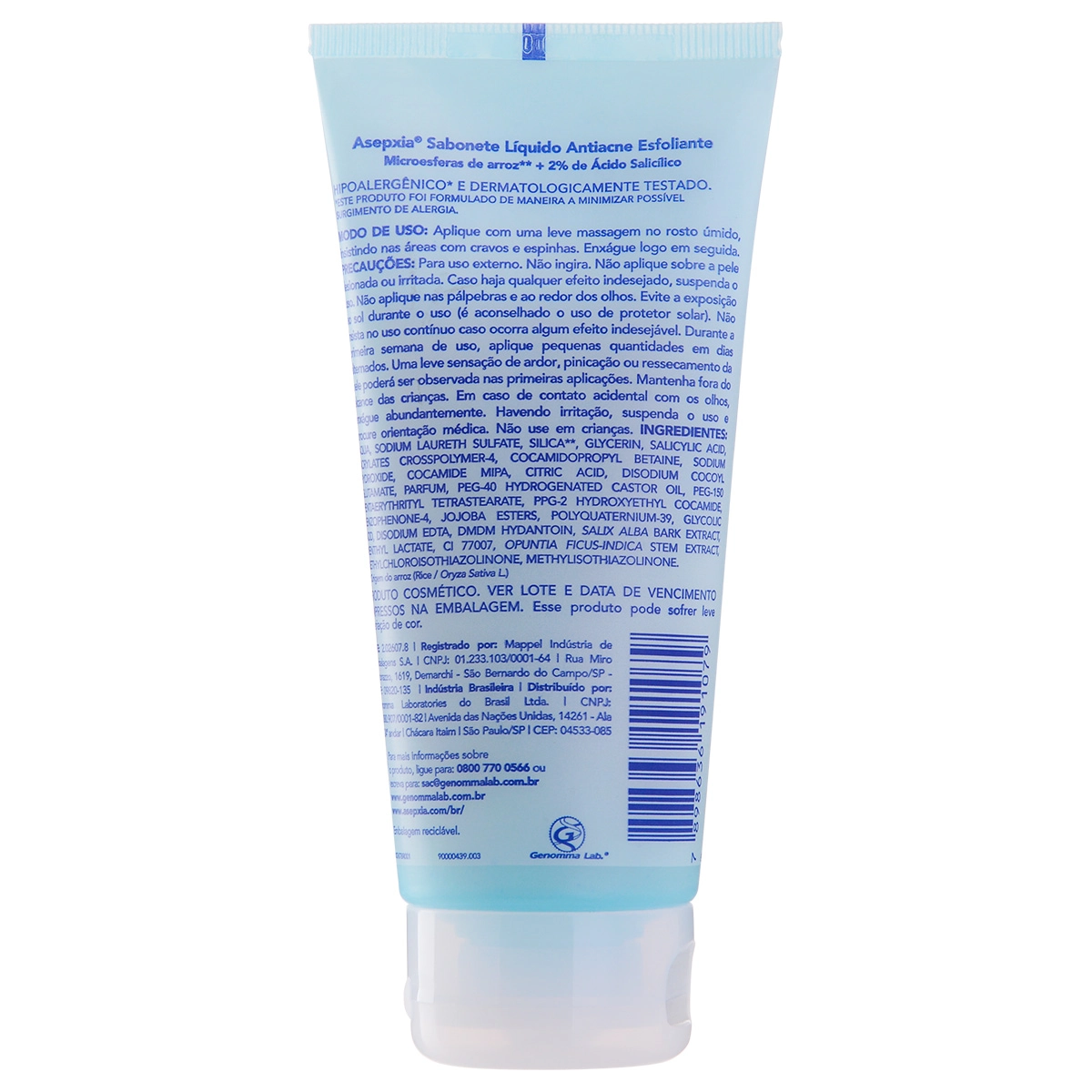 Sabonete Líquido Antiacne Esfoliante Asepxia Bisnaga 100ml