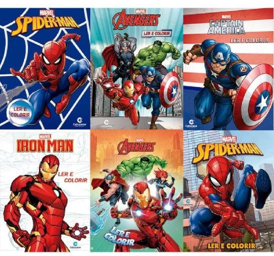 Revista Ler E Colorir Marvel Sortido Un