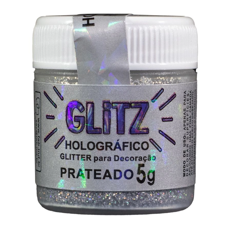 Po P.decor Holografico Glittz Prateado 5g Fab