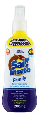 Repelente Sai Inseto Nutriex 200ml Family Ate 4h Spray