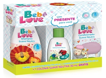 Kit Shampoo 240ml Condicionador 220ml Suave Neutro Bebê Love Grátis Colônia Suave Neutra 30ml