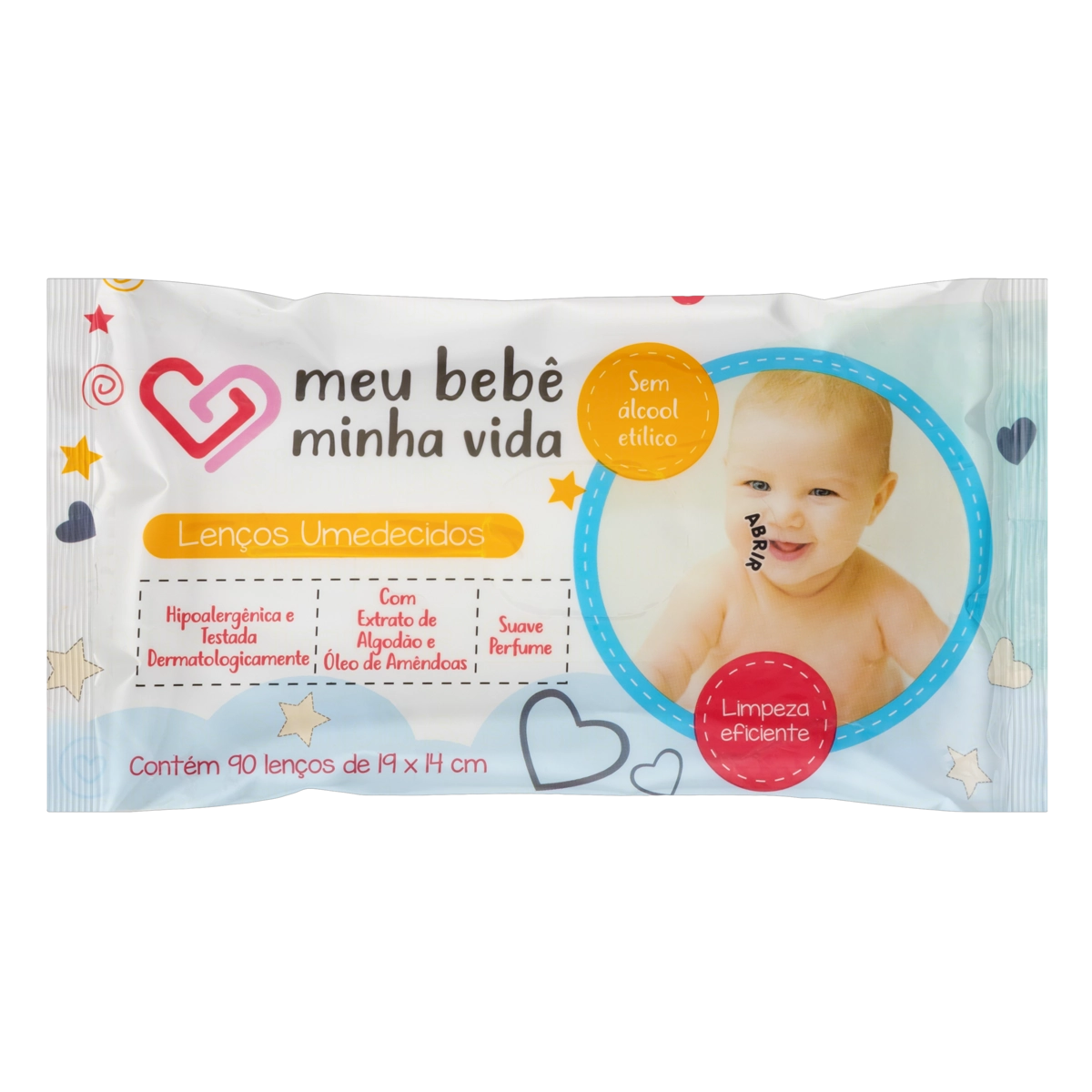 Lenço Umedecido Suave Meu Bebê Minha Vida Pacote 90 Unidades