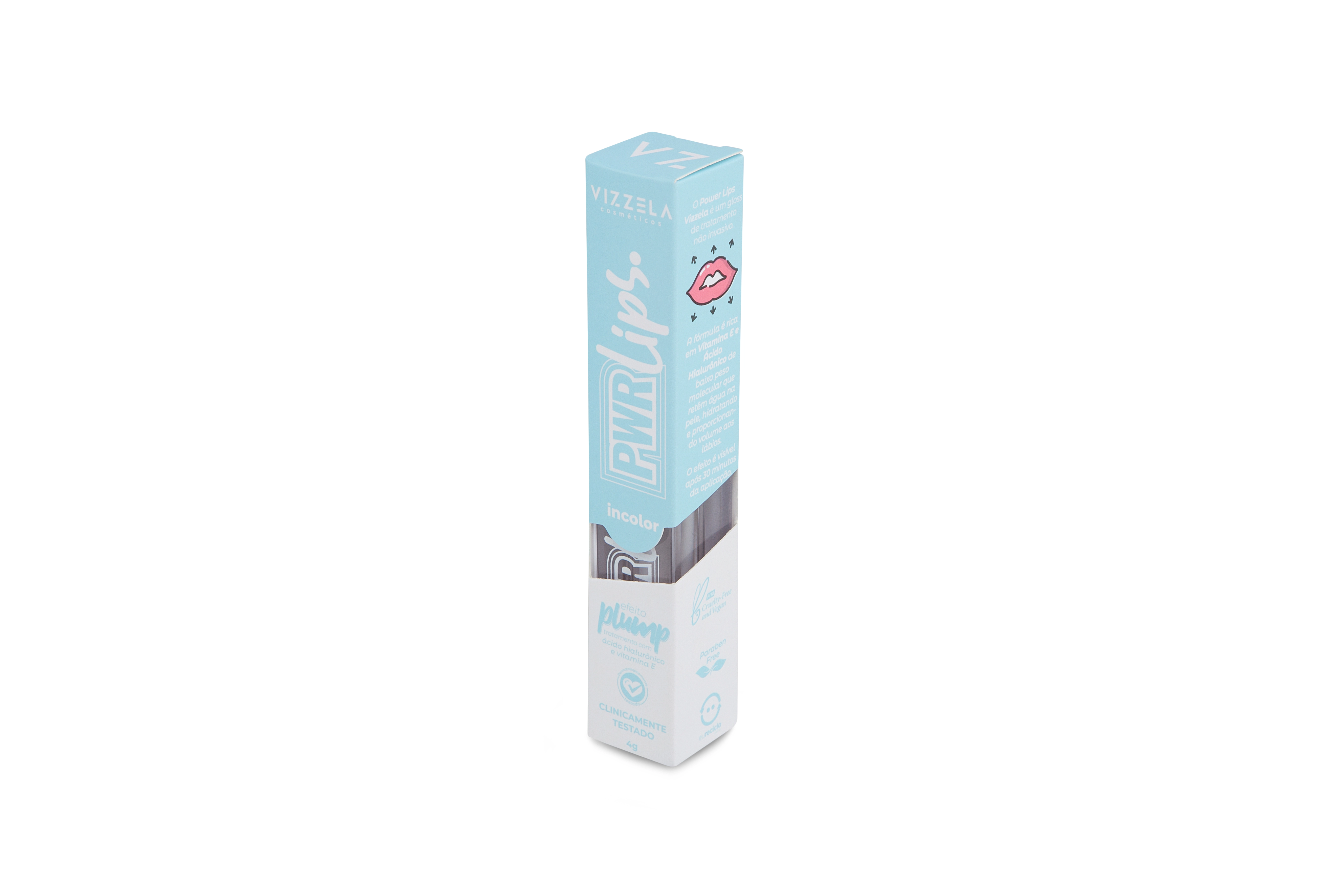 Gloss Líquido Incolor Vizzela Pwr Lips 4g