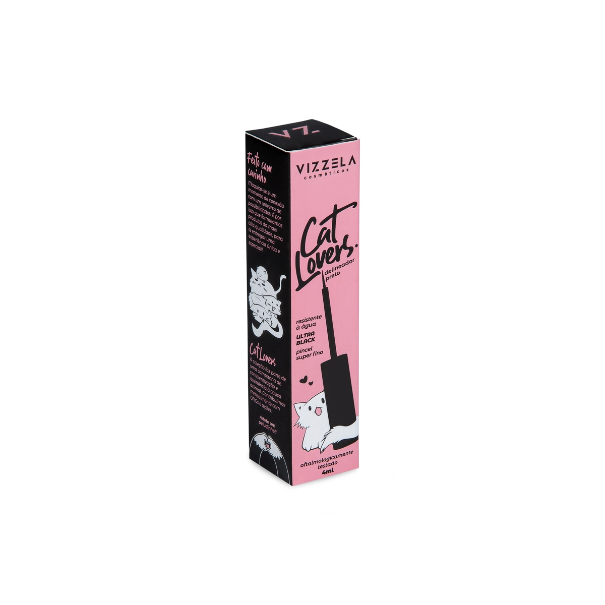 Delineador Para Os Olhos Ultra Black Vizzela Cat Lovers Caixa 3,5ml