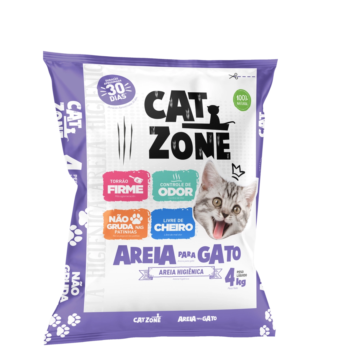 Areia Higiênica Para Gatos Cat Zone Pacote 4kg