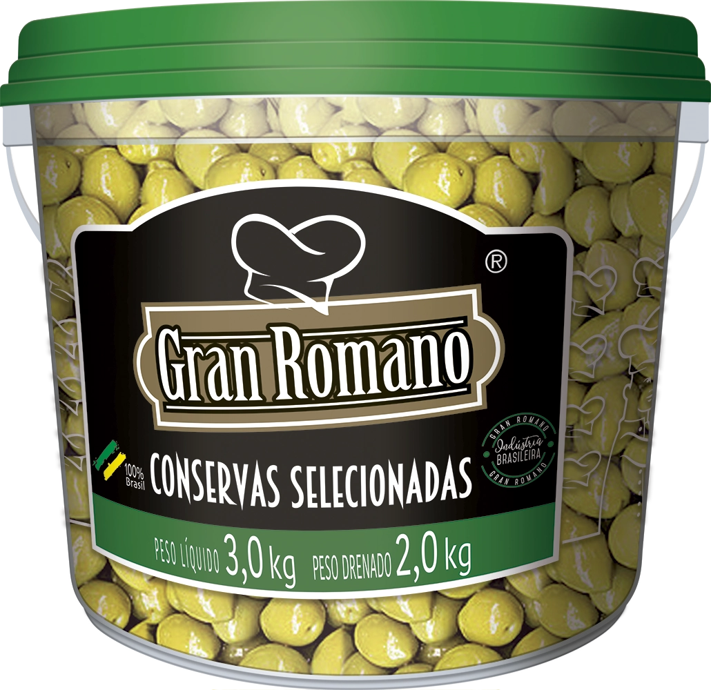 Azeitona Verde C/c Gran Romano Balde 2kg Miuda