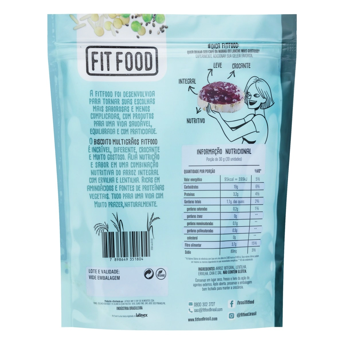 Biscoito De Arroz Multigrãos Fit Food Pouch 90g