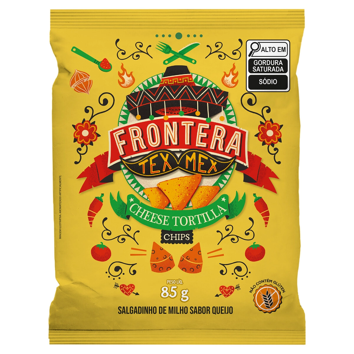 Tortilha Chips De Milho Queijo Frontera Tex Mex Pacote 85g