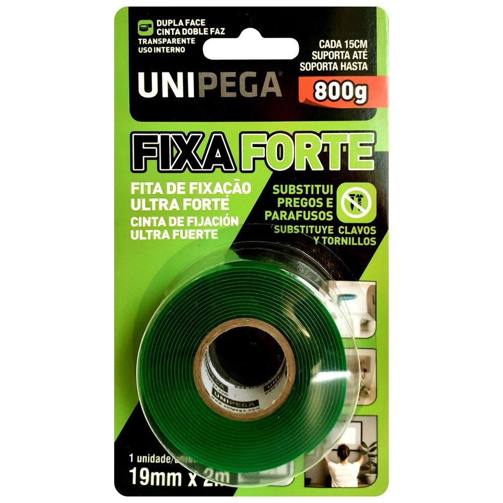 Unipega Dupla Face Fixa Forte 19mmx2m