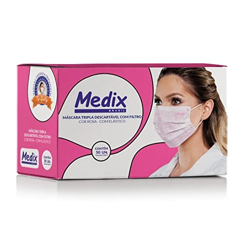 Mã¡scara Descartavel Tnt Tripla Rosa / C/50un / Fort Flex