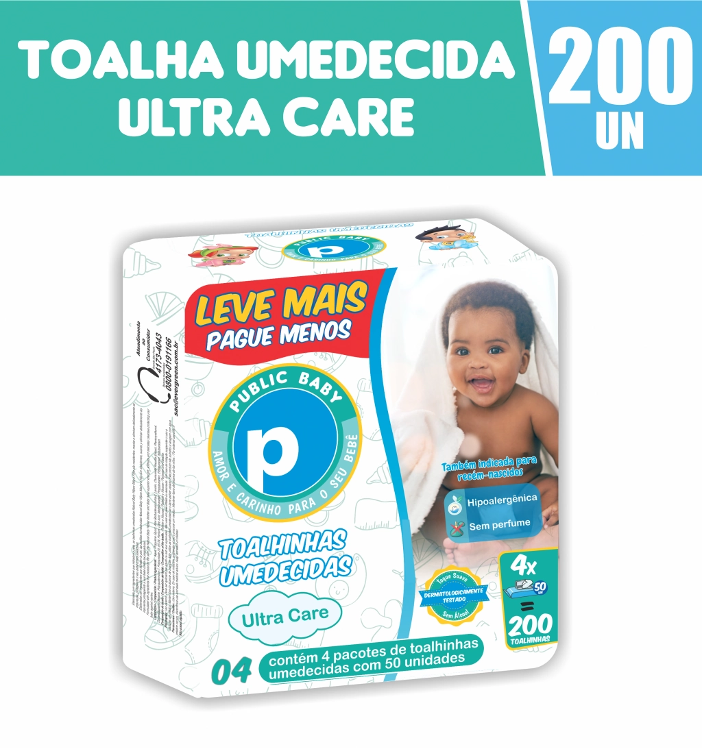 Toalha Umed Public Baby Ultra Care C/200 Lv Pg