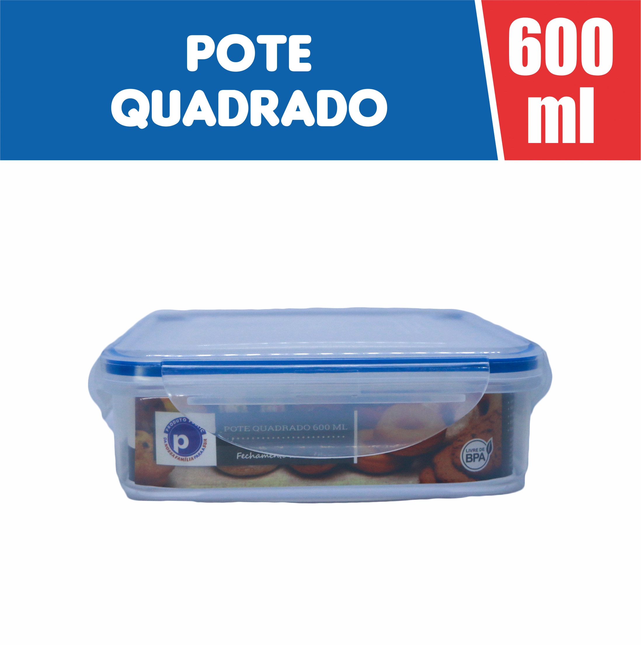 Vasilha Plastica Quadrada 600 Ml Public Azul