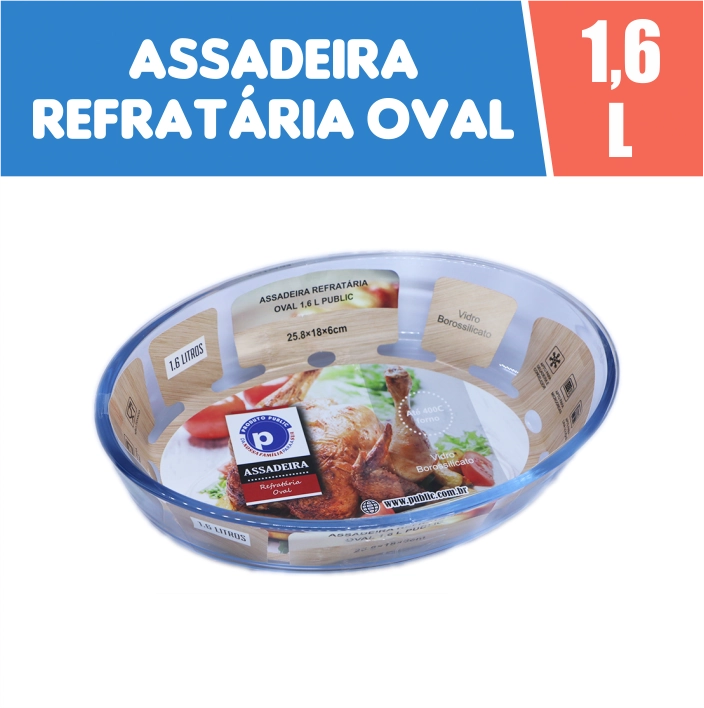 Assadeira Refrataria Oval 1,6 L Public