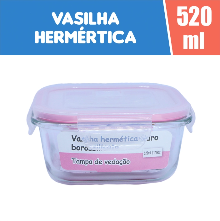 Vasilhas Hermeticas 520ml Rosa Public