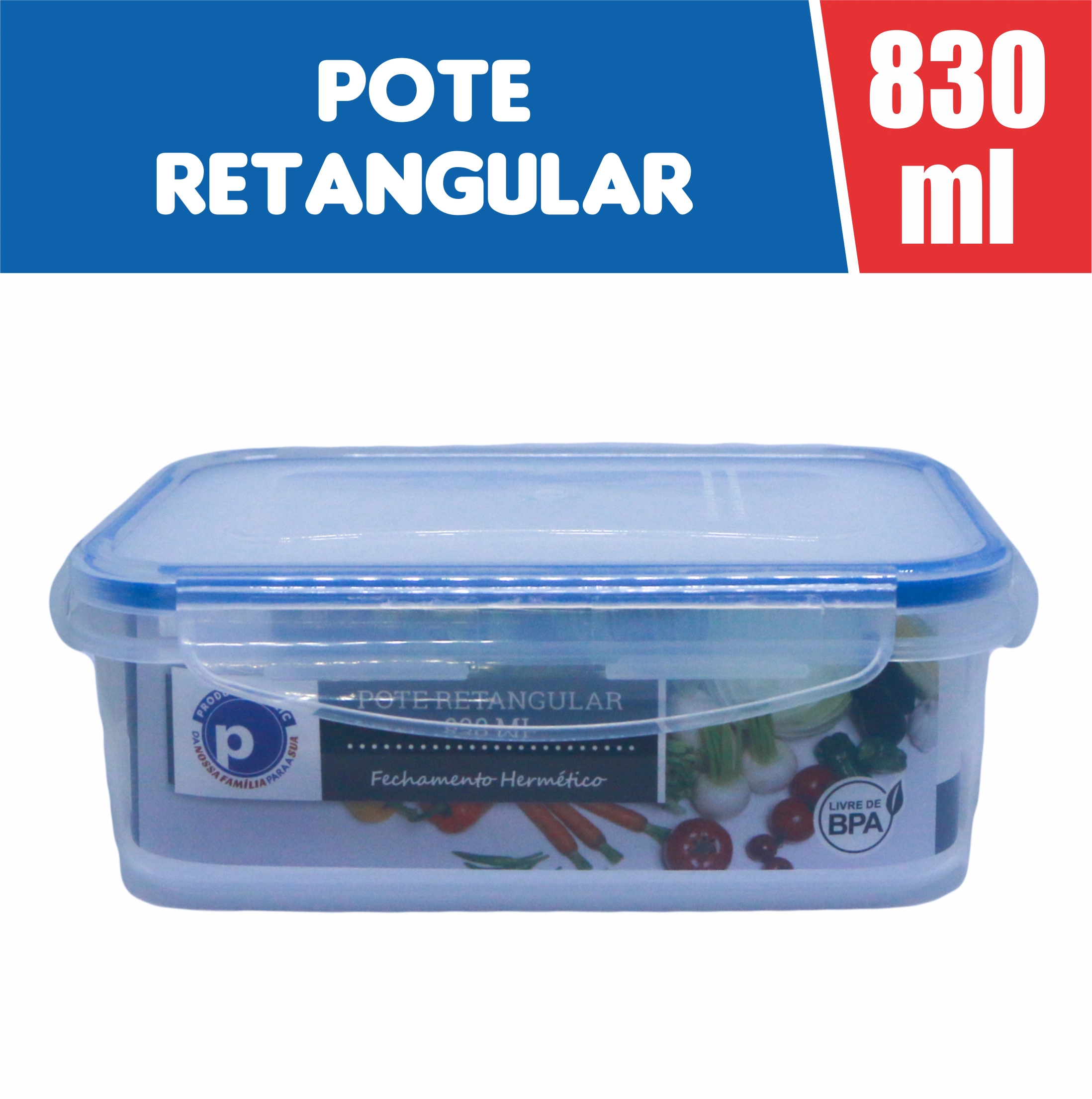 Vasilha Plastica 830 Ml Retangular Public Azul